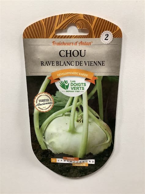 Sachet de graines de chou rave blanc de Vienne Les Doigts Verts Graines Potagères