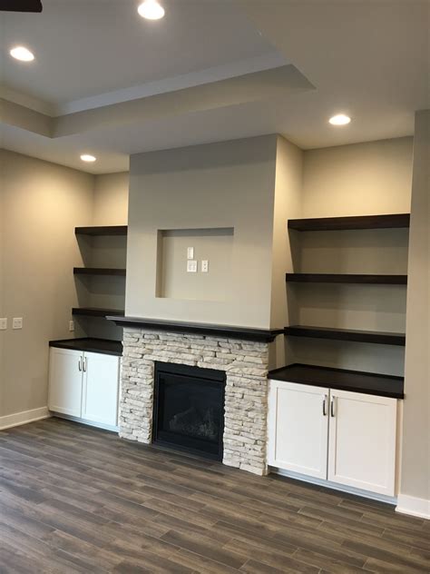 20 Stone Fireplace With Floating Shelves