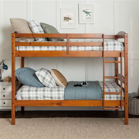 Welwick Designs Cherry Traditional Solid Wood Twin Bunk Bed Hd9792