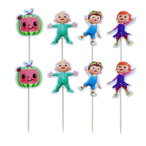 24pcslot Cocomelon Theme Decorate Cupcake Toppers With Sticks Baby