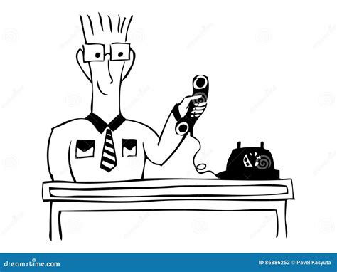 Answering A Phone Call Drawing Sketch Style Vector Illustration