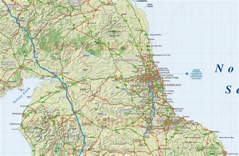 Digital Vector North England County Road And Rail Map 1m Scale With