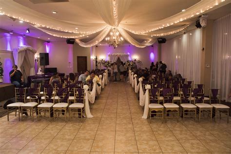 Indoor Wedding Ceremony Set Up In Purple Colors Arizona