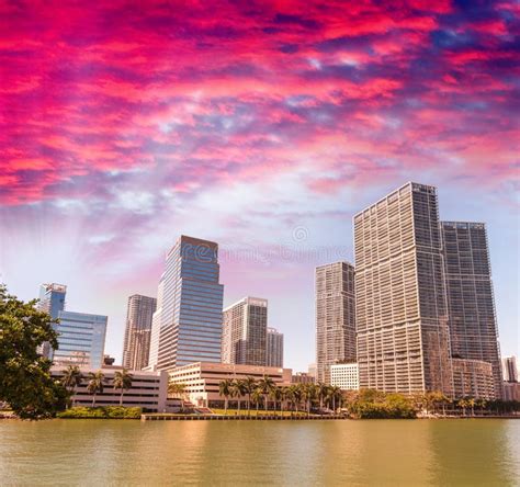 Beautiful Skyline Of Brickell Key Miami Fl Stock Photo Image Of
