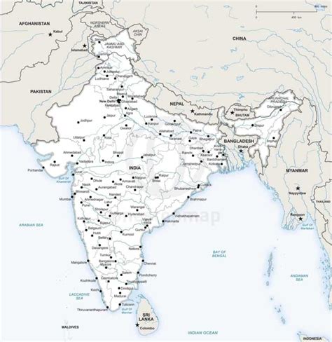 Vector Map Of India Political Sci Fi One Stop Map