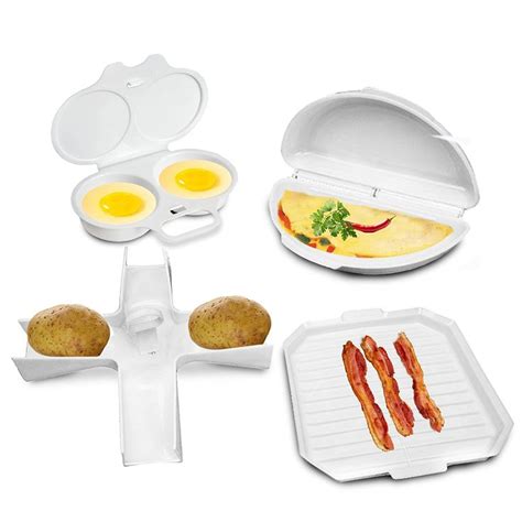 Amazon Com 4 Pcs Microwave Cookware Set Bacon Cooker Rack Omelette