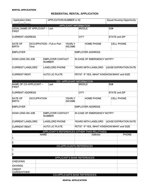 42 Simple Rental Application Forms 100 Free Templatelab