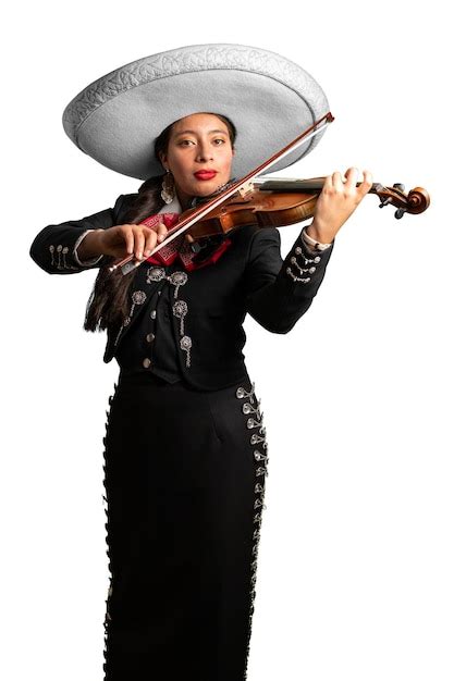 premium photo female mexican mariachi woman playing violin traditional mariachi girl suit
