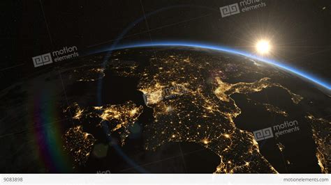 Europe From Space Sunrise Earth From Space Stock Animation 9083898