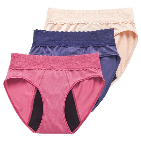 Lace Period Underwear For Women Hi Cut Menstrual Period Panties 4 Layers Leak Proof Cotton