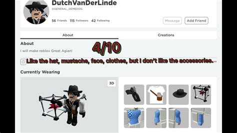 Rating Dutch Van Der Linde Avatars On Roblox Rdr2 Youtube