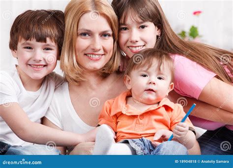 Woman And Her Kids Stock Photo Image Of Daughter Lifestyle 18904818
