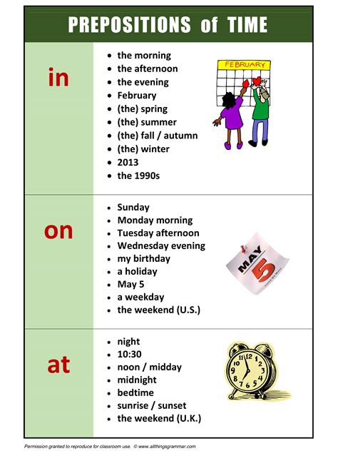 English Grammar Prepositions Of Time At In On Allthingsgrammar Com Time At In On Html