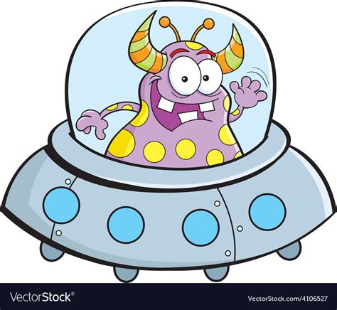 Cartoon Alien In A Spaceship Royalty Free Vector Image Vectorstock