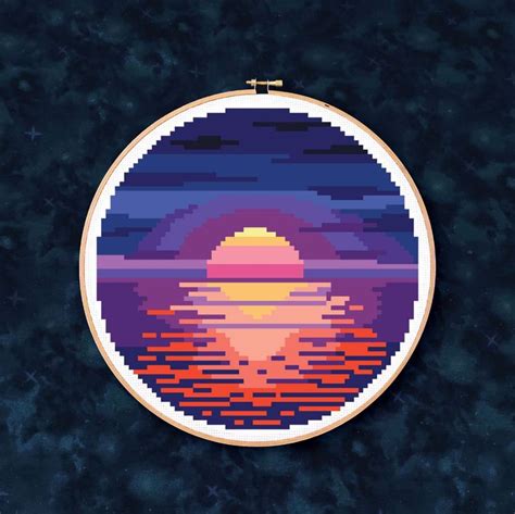 Ocean Sunset Pdf Cross Stitch Pattern Cross Stitch Patterns Stitch