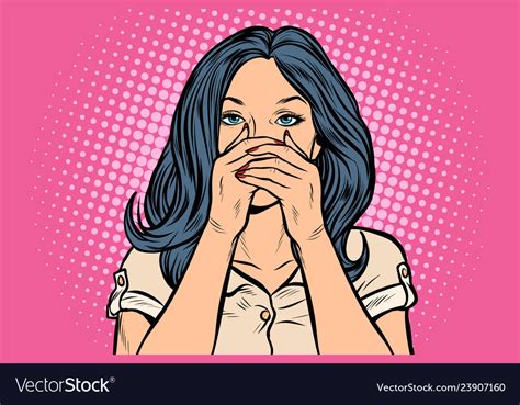 Woman Covered Her Mouth Royalty Free Vector Image