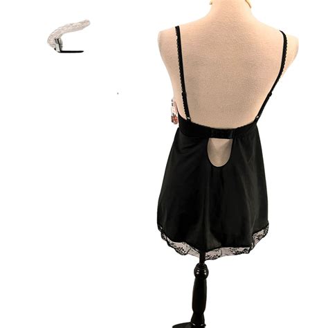 Black Semi Sheer Negligee String Thong Panty Set One  Gem