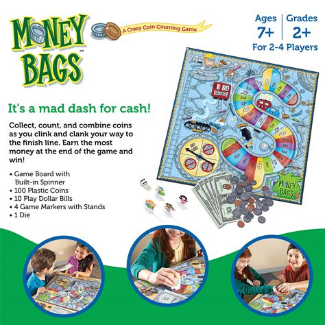 Learning Resources Money Bags Coin Value Game Ages 7 Fun Learning