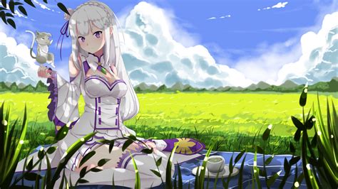 Emilia And Puck Rezero Hd Wallpaper From