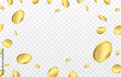 Vecteur Stock Vector Gold Coins Fall From The Sky PNG Money Png Coins