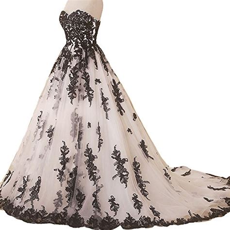 Kivary Vintage Gothic Black Lace Ball Gown Long Prom Dresses Wedding