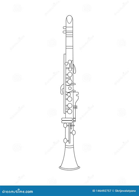 Line Art Drawing Of Eb Soprano Clarinet Illustration Stock Vector