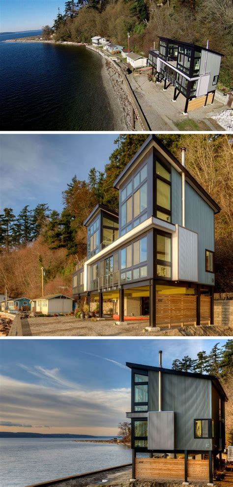 This Coastal Home Is Ready For High Tides Beach House Plans Modern Beach House House On Stilts