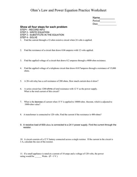 Https://tommynaija.com/worksheet/ohm S Law And Power Equation Practice Worksheet
