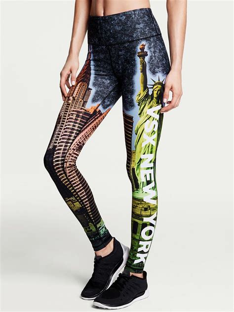 A decorative strappy cutout pattern on the sides of these leggings keep you cool and sexy! City-specific tights from Victoria's Secret, includes NYC ...