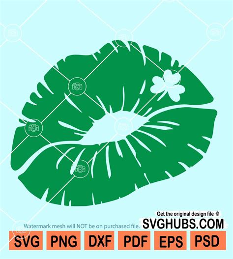 Lucky Shamrock Lips Svg Lips With Clover Svg St Patricks Day Svg