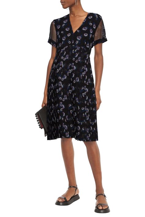 Kenzo Pleated Floral Print Crepe De Chine Dress Sale Up To 70 Off