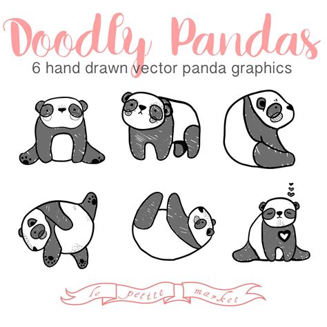 Hand Drawn Cute Panda Clip Art Doodly Doodle Clip Art