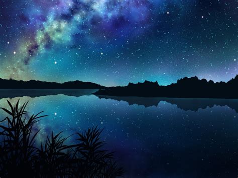 1152x864 Amazing Starry Night Over Mountains And River