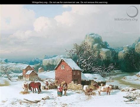 Winter Landscape With Farm Buildings And Animals William