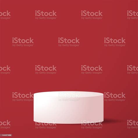 weißes 3dpodiumsmodell auf rotem hintergrund leere bühne oder sockelmockup isoliert auf rotem