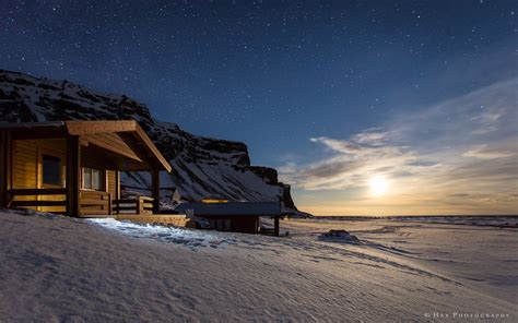 Cabin Snow Winter Stars Moonlight Night Hd Wallpaper Nature And