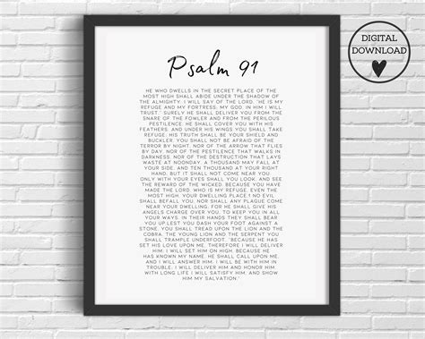 Psalm 91 Wall Art Scripture Download Sign Prayer Bible Etsy Uk
