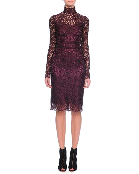 Dolce And Gabbana Floral Lace Dress In Purple Lyst