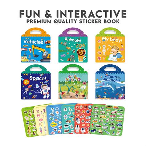 Reusable Children Sticker Book Kids Fun Learning Educational Multiple