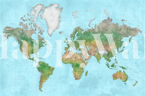 High Detail World Map Jay Tapet Fototapet Happywall