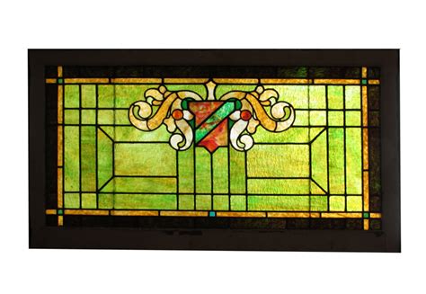 single green stained glass window wooden nickel antiques
