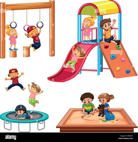 Juego De Niños Jugando Juegos Infantiles Ilustración Imagen Vector De