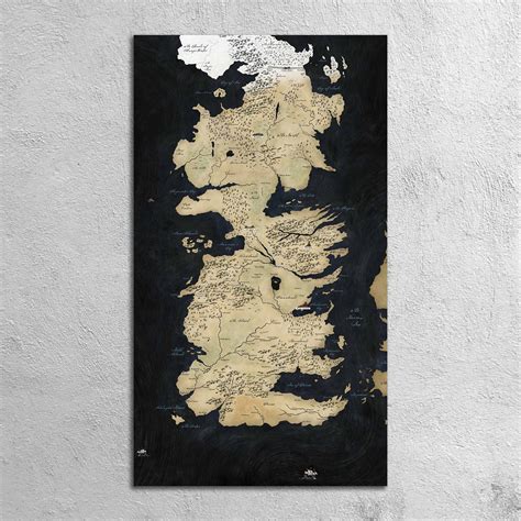 Beautiful Fantasy Canvas Map Of Westeros From Game Of Thrones Etsy Uk