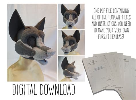 Pdf Template Fursuit Head Base Canine V2 Digital Download Etsy