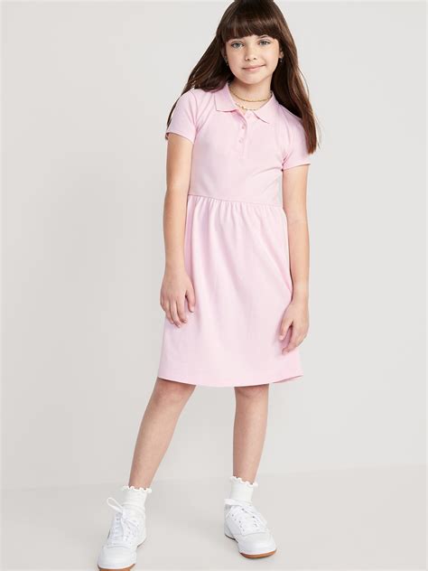 School Uniform Fit And Flare Pique Polo Dress For Girls Old Navy