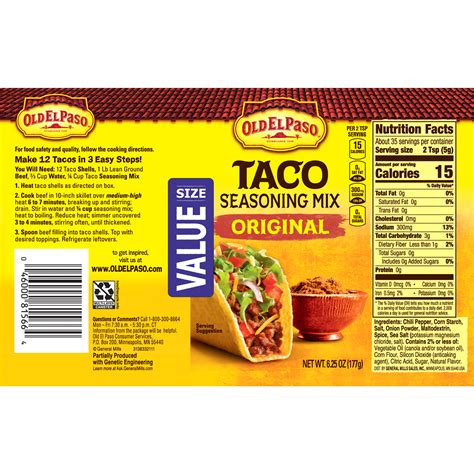 Old El Paso Original Taco Seasoning Mix 625 Oz Canister Hispanic