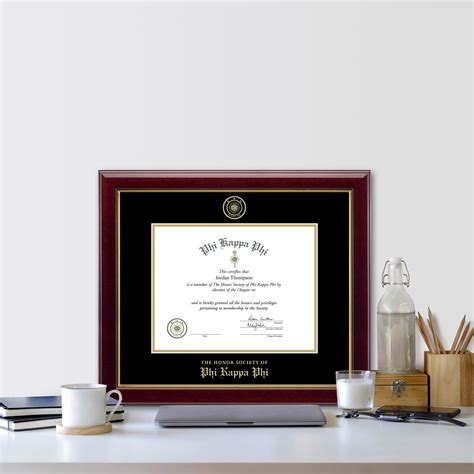 Phi Kappa Phi Honor Society Gold Embossed Certificate Frame In Gallery