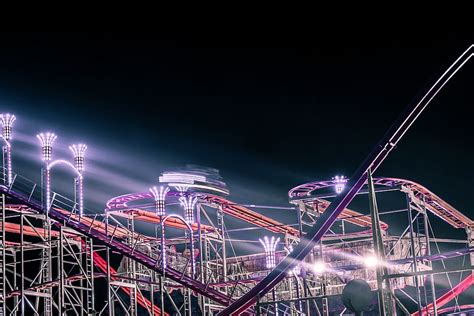 Free Download Hd Wallpaper Amusement Park Coaster Roller Coaster Theme Park Night