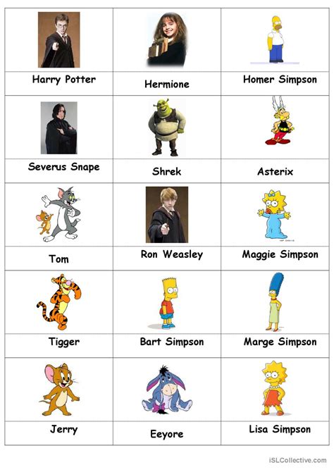 Famous Characters English Esl Worksheets Pdf And Doc