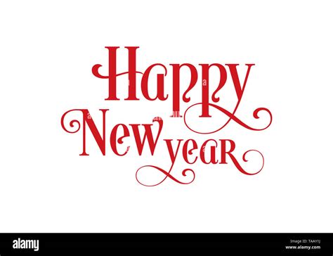 Happy New Year Text Design For Greeting Card Handmade Vector